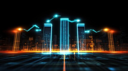 Poster - Digital transformation trends in urban development cityscape infographic night high-tech future vision
