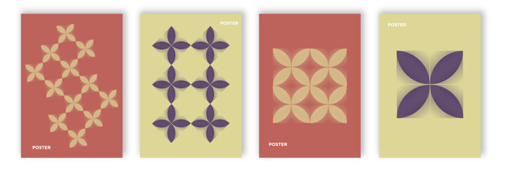 modern gradient poster background vector set. minimalist cover template with vibrant perspective geo