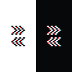 Poster - glitch effect arrow pixel art icon vector 8 bit game company logo template