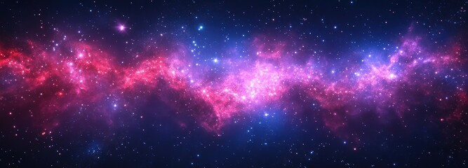 Poster - Vibrant purple and red nebula illuminating the vastness of space