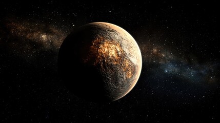 Poster - A beautiful celestial view of a planet in space, highlighting its unique features against the endless dark expanse of the universe