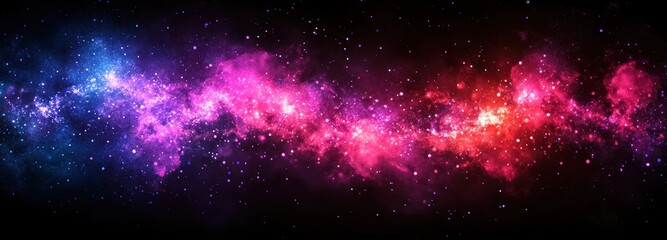 Poster - Vibrant purple and red nebula with bright stars creating enchanting cosmic atmosphere