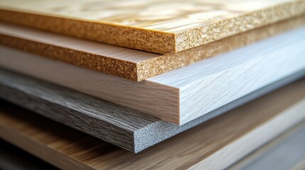 Poster - A clear educational graphic illustrating the differences in textures and production processes between melamine-faced fibreboard and HMR melamine-coated chipboard