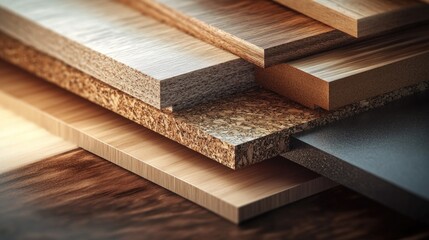 Poster - A clear educational graphic illustrating the differences in textures and production processes between melamine-faced fibreboard and HMR melamine-coated chipboard