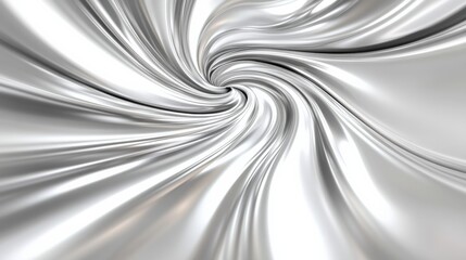 Fototapete - Abstract swirling silver fabric texture creating a dynamic visual effect in a minimalist setting