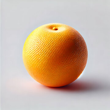 A sleek 3D minimalist rendering of a yuzu orange with smooth textures and bright orange tones, set on a white background.