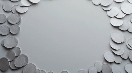 Poster - A close-up of coins arranged in a perfect circle, set against a clean, minimalist background, with room for creative design elements or text