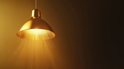 Poster - A golden lamp shines from above, casting a focused spotlight on a clean studio background, providing space for text or graphic design