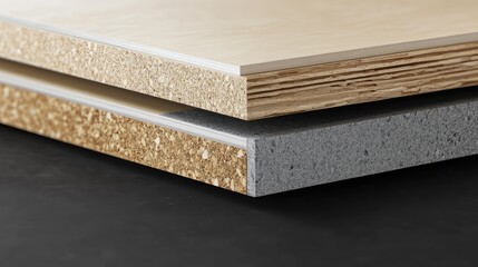 Poster - A graphic comparing the textures of melamine-faced fibreboard and HMR melamine-coated chipboard, emphasizing their differences and manufacturing processes