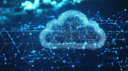 Poster - Abstract cloud computing graphic, data network, technology