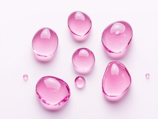 Poster - Pink gel drops creating a refreshing pattern on white background