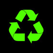 © LilliM - Green universal recycling symbol, isolated on black background