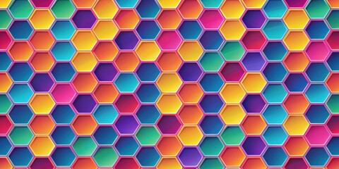 Canvas Print - geometric cells with wavy edges and vibrant color scheme creating a mesmerizing abstract honeycomb s