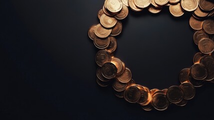 Poster - A simple yet striking circular arrangement of coins against a minimalist backdrop, leaving ample room for graphics or text additions