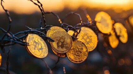 Poster - A striking image of golden coins on barbed wire, emphasizing the tension between wealth accumulation and the risks that come with it