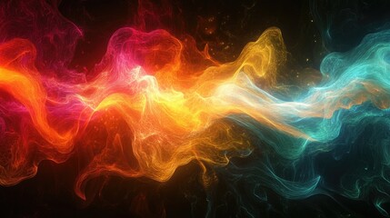 Poster - A vibrant waveform visualization in a digital space, with dynamic colors and movement, perfect for tech and digital media themes