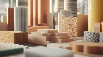 Fototapete - An educational graphic contrasting the textures of melamine-faced fibreboard and HMR melamine-coated chipboard, offering insights into manufacturing processes