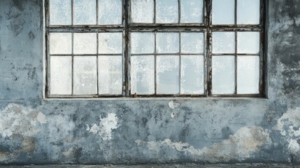 Poster - An old textured wall with panoramic windows, offering ample space for adding text or graphics, perfect for architectural or rustic-themed designs