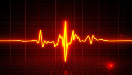 Poster - Glowing Electrocardiogram Line with Vital Signs, Medical Abstract Background, Digital Illustration..