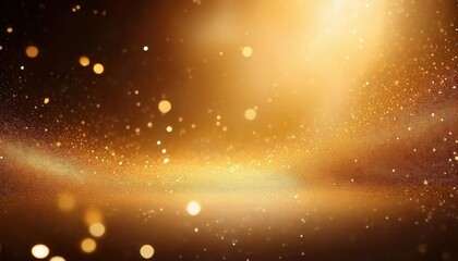 Poster - parkling golden dust particles and glowing light bokeh background for design, luxury, festive, and holiday themes