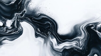 Poster - Mysterious dark swirling pattern on a white backdrop, blending fluid lines and abstract art concepts