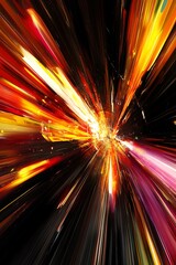 Poster - Dynamic Light Streaks Bursting from Center, Abstract Motion Background