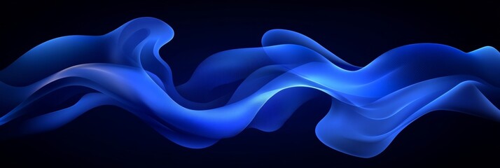 Poster - Flowing Blue Wave, Deep Ocean Blue Ripples Abstract Shapes Vector Illustration Dynamic Colorful
