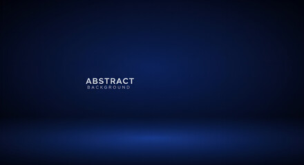 Poster - Dark blue abstract studio background with spotlight gradient effect. Minimalist empty space for product display. Modern elegant design template for digital and luxury branding