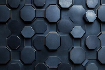 Poster - Graphic pattern featuring dark hexagons in a modern design for interior decoration