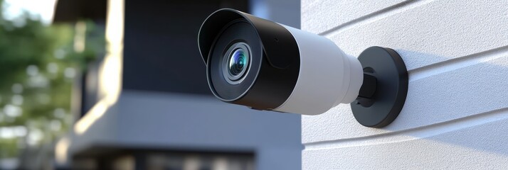 Poster - Motion detection camera with high resolution mounted on exterior surface