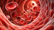 © Songkran - Blood cells flowing through a vein in a healthy artery , veins, platelets,  veins, platelets