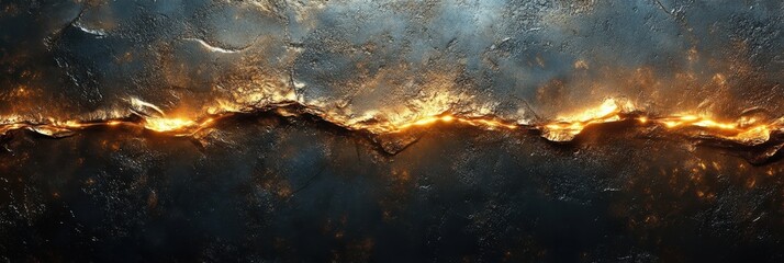 Poster - Futuristic metallic texture showcasing a glowing brush effect with dynamic lighting