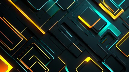 Aufkleber - Geometric Layers with Luminous Outlines, A Modern Abstract Composition