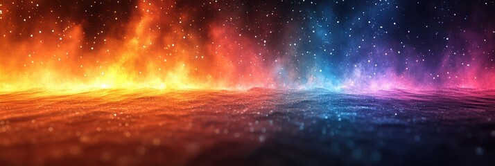 Poster - Vibrant multi-color gradient merging with soft waves at nighttime