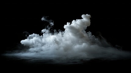 Poster - Soft tendrils of white vapor swirl gracefully against a dark backdrop, evoking a sense of mystery and enchantment as they silently ebb and flow