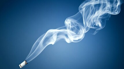 Poster - Delicate tendrils of smoke spiral and twist effortlessly, weaving an intricate pattern against a vibrant blue background. A captivating display of movement and softness captures the eye