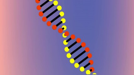Poster - animation of colorful dna strand with red and yellow dots on gradient background