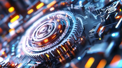 Poster - Exploring advanced technology in a vibrant, futuristic setting w