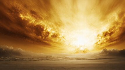 Poster - Vibrant sunset illuminating the sky over a calm ocean