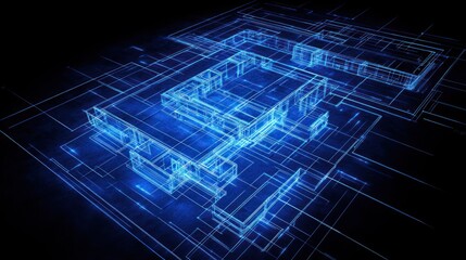 Poster - Abstract architectural blueprint