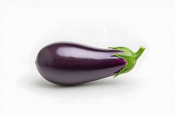 Wall Mural - Glossy purple eggplant isolated on white background