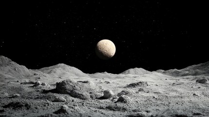 Wall Mural - lunar landscape, celestial body, starry night, space exploration, science fiction