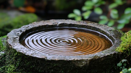 Sticker - Tranquil water ripples in stone garden basin