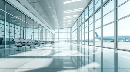  Modern Airport Lounge with Spacious Glass Windows and Natural Light