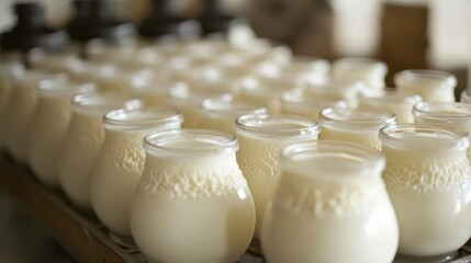 Poster - Advanced fermentation technology factory producing lab-grown dairy products.