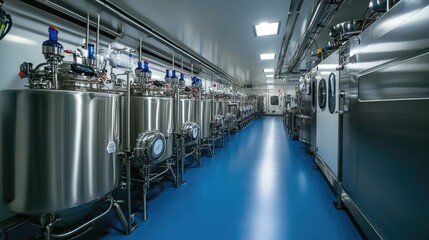 Poster - Advanced fermentation technology factory producing lab-grown dairy products.