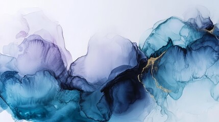 Poster - handmade bionic fluid art painting on paper with luxurious alcohol ink composition and watercolor st