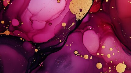 Poster - handmade bionic fluid art painting on paper with luxurious alcohol ink composition and watercolor st