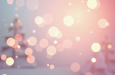 Aufkleber - Pastel Background Christmas Banner Features A Soft, Abstract Design With Twinkling Bokeh Lights Creating A Festive Atmosphere.