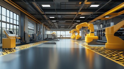 Poster - Automated car chassis welding station with precision robotic machinery in operation.